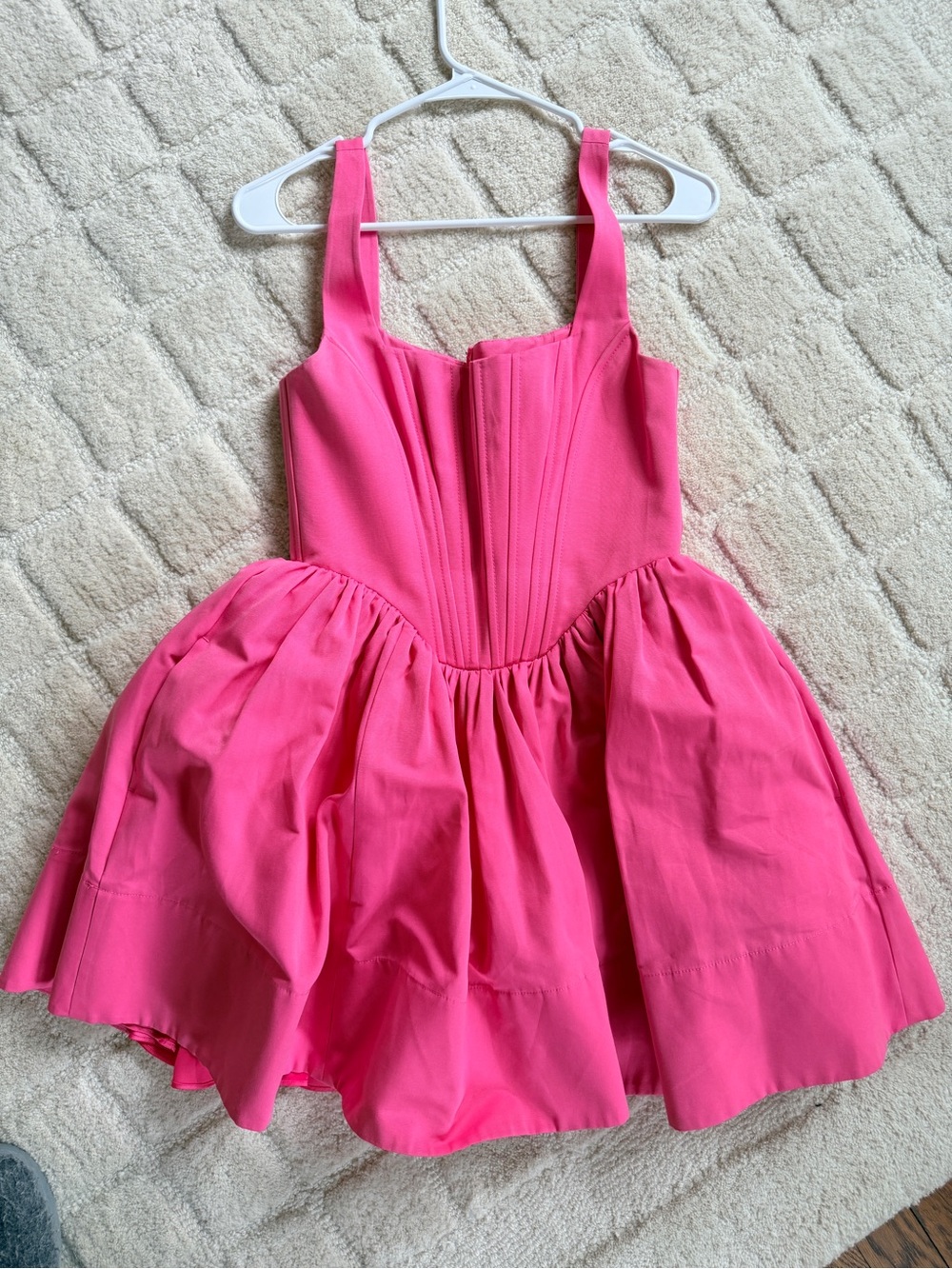 STAUD Hot Pink Structured corset mini Dress